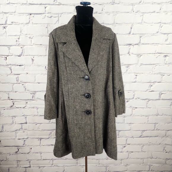 CAbi Coat Womans 8 Gray Wool Tweed Shakespeare Swing Professional corpcore - Picture 1 of 8